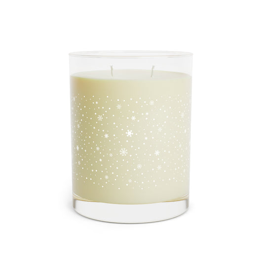 snow sticker on scented candle