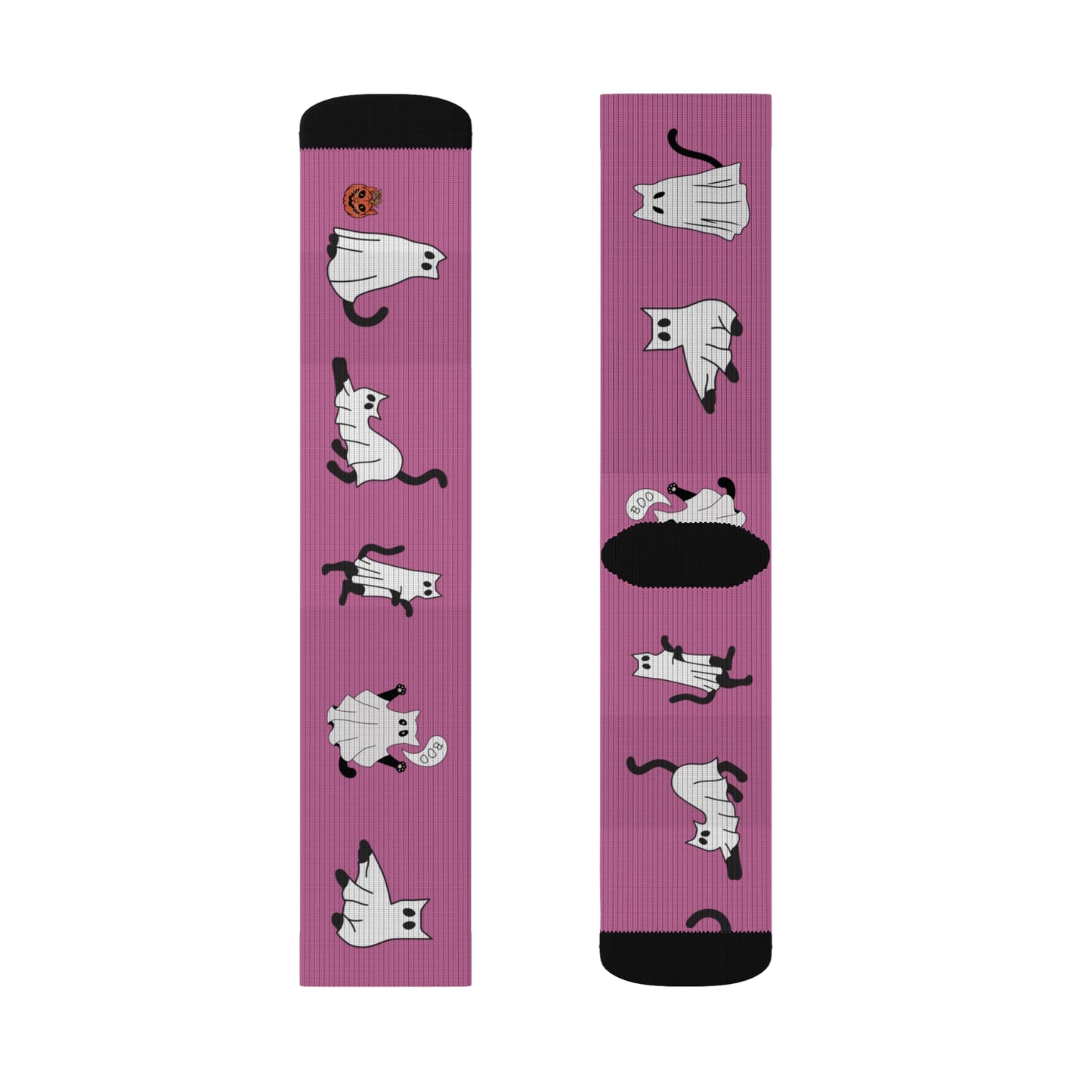 Windsor Wonders Light Pink Halloween Ghost Cats Sublimation Socks