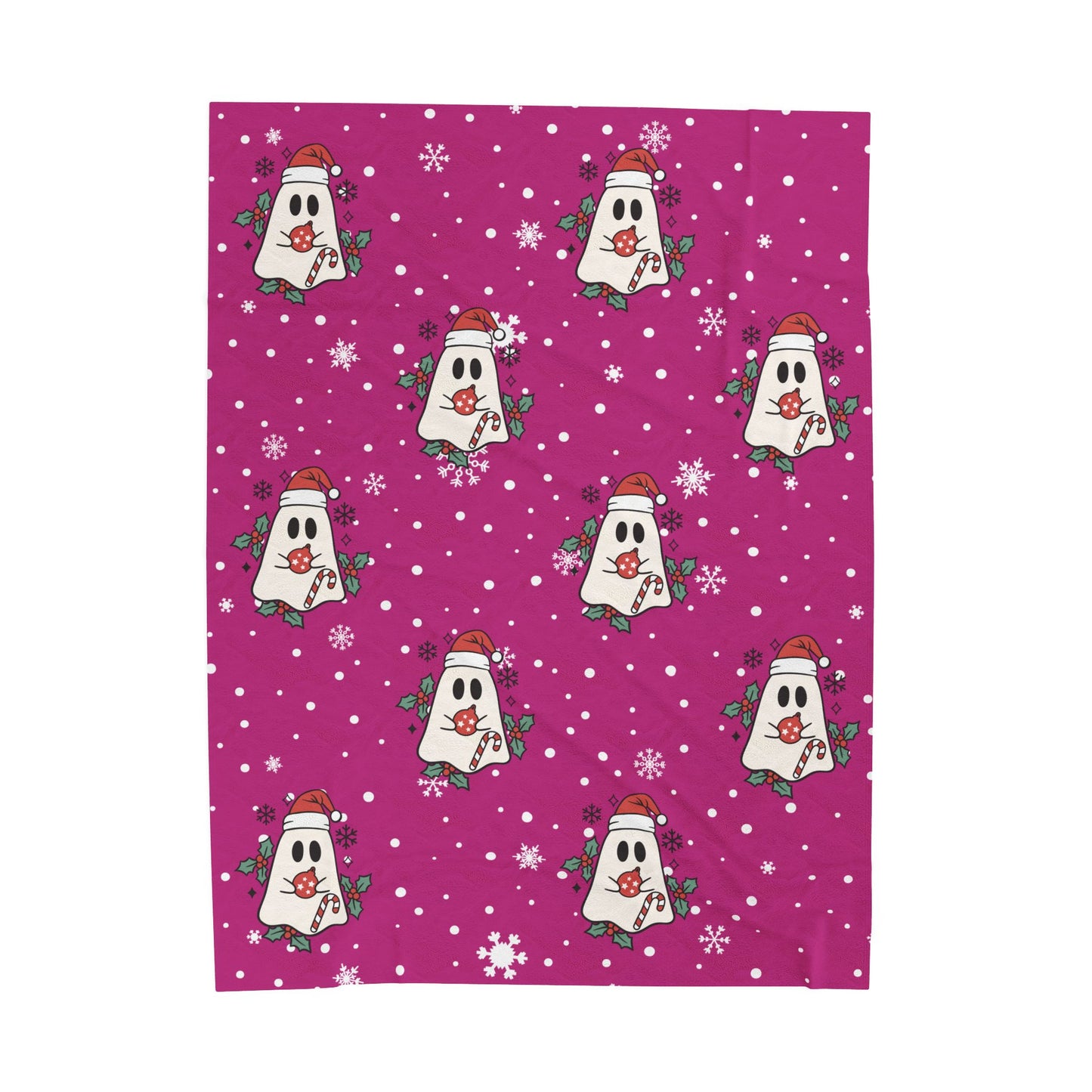 Festive Spirits Pink Velveteen Plush Blanket