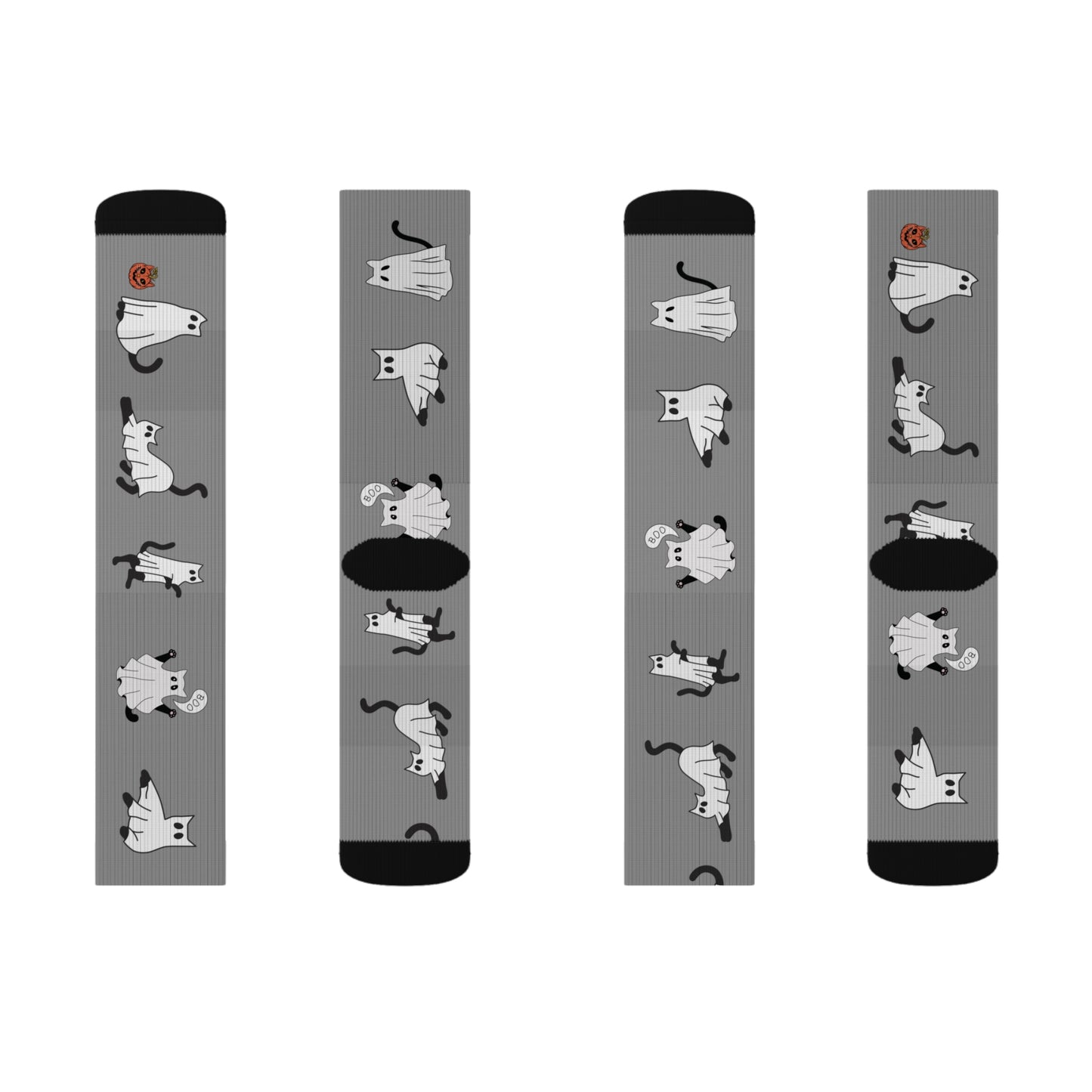 Windsor Wonders Grey Halloween Ghost Cats Sublimation Socks