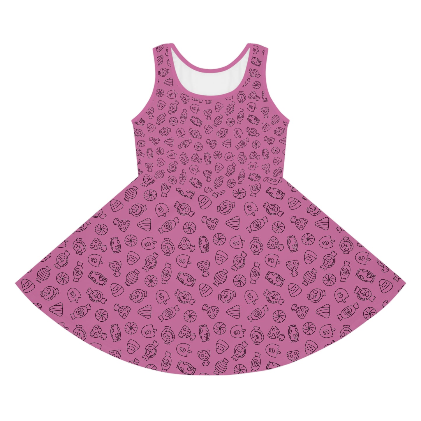 Light Pink Halloween Candy Girls' Sleeveless Sundress (AOP)