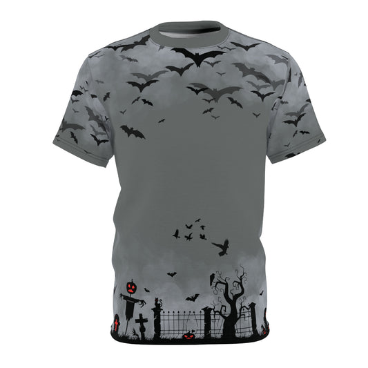 Windsor Wonders Dark Grey Graveyard Bats Unisex Cut & Sew Tee (AOP)