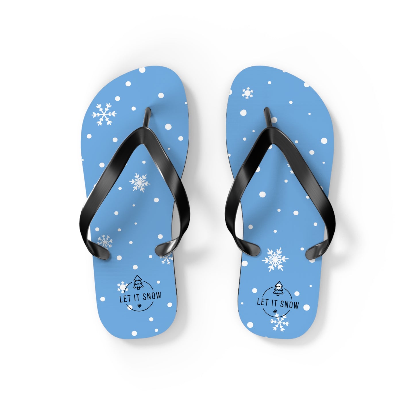 Let It Snow Flip Flops Light Blue