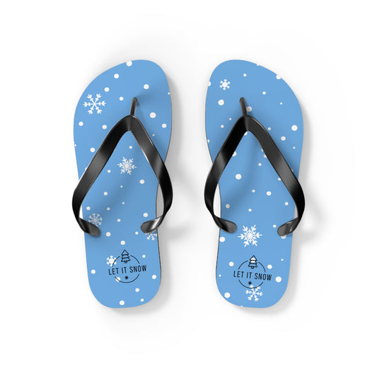 Let It Snow Flip Flops Light Blue