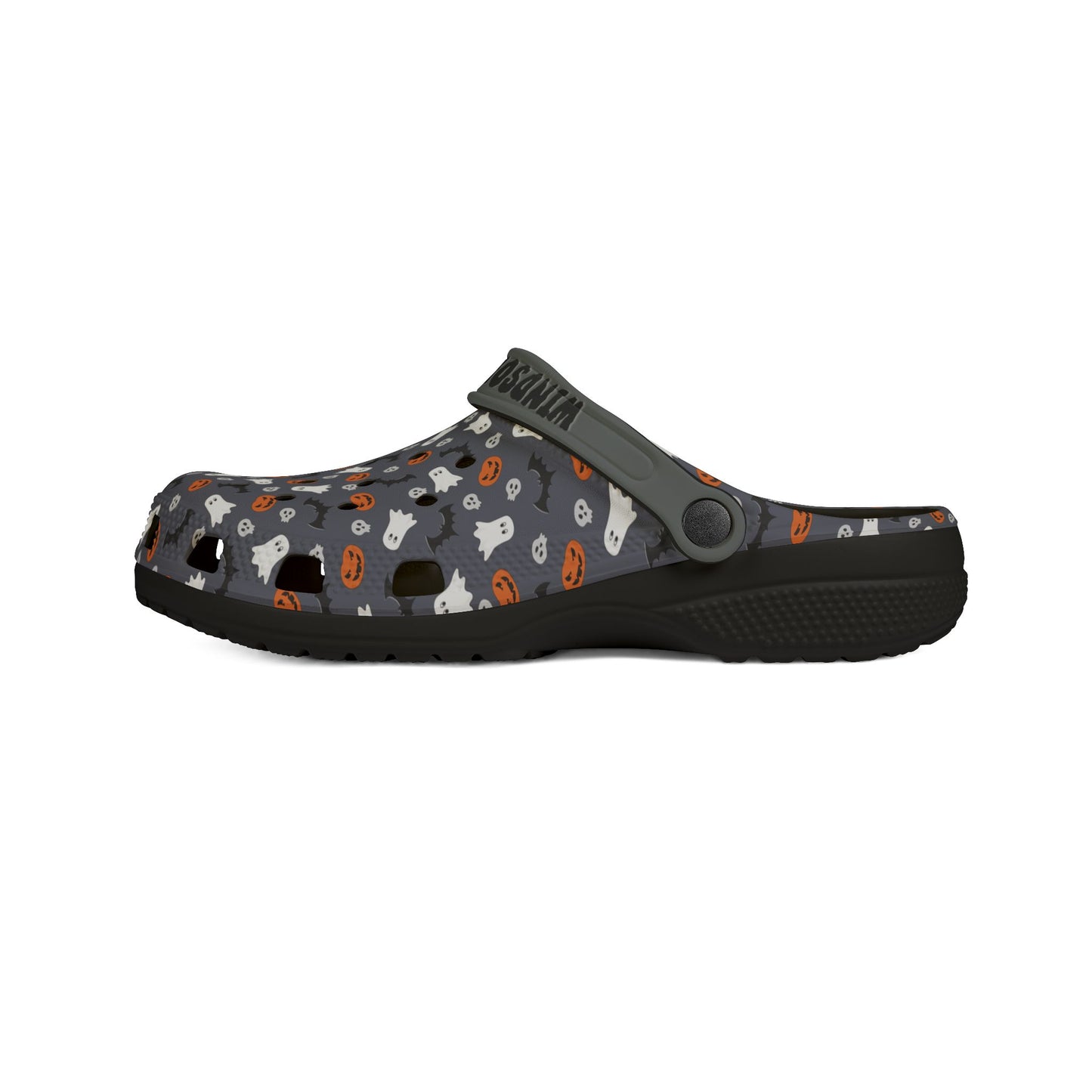 Dark Grey and Black Halloween EVA Foam Rubber Shoes (AOP)
