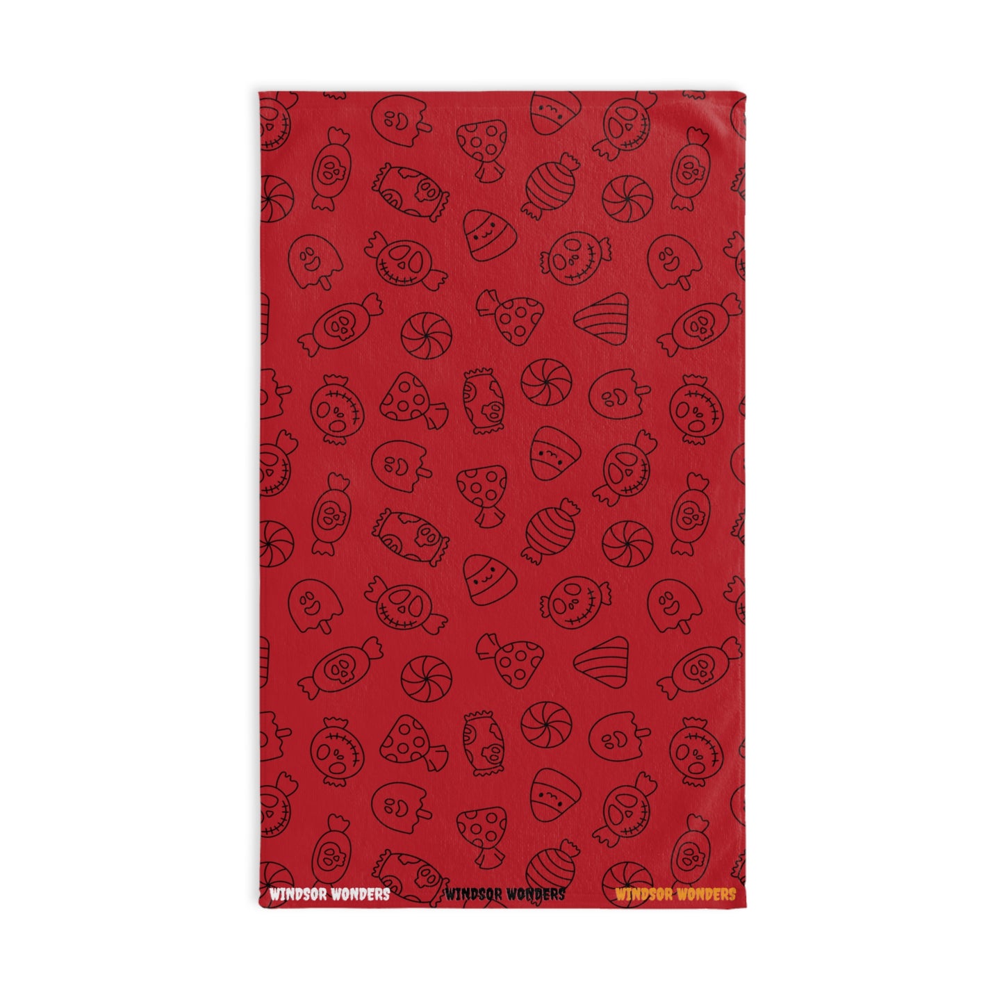 Windsor Wonders Dark Red Halloween Candy Hand Towel