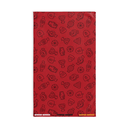 Windsor Wonders Dark Red Halloween Candy Hand Towel
