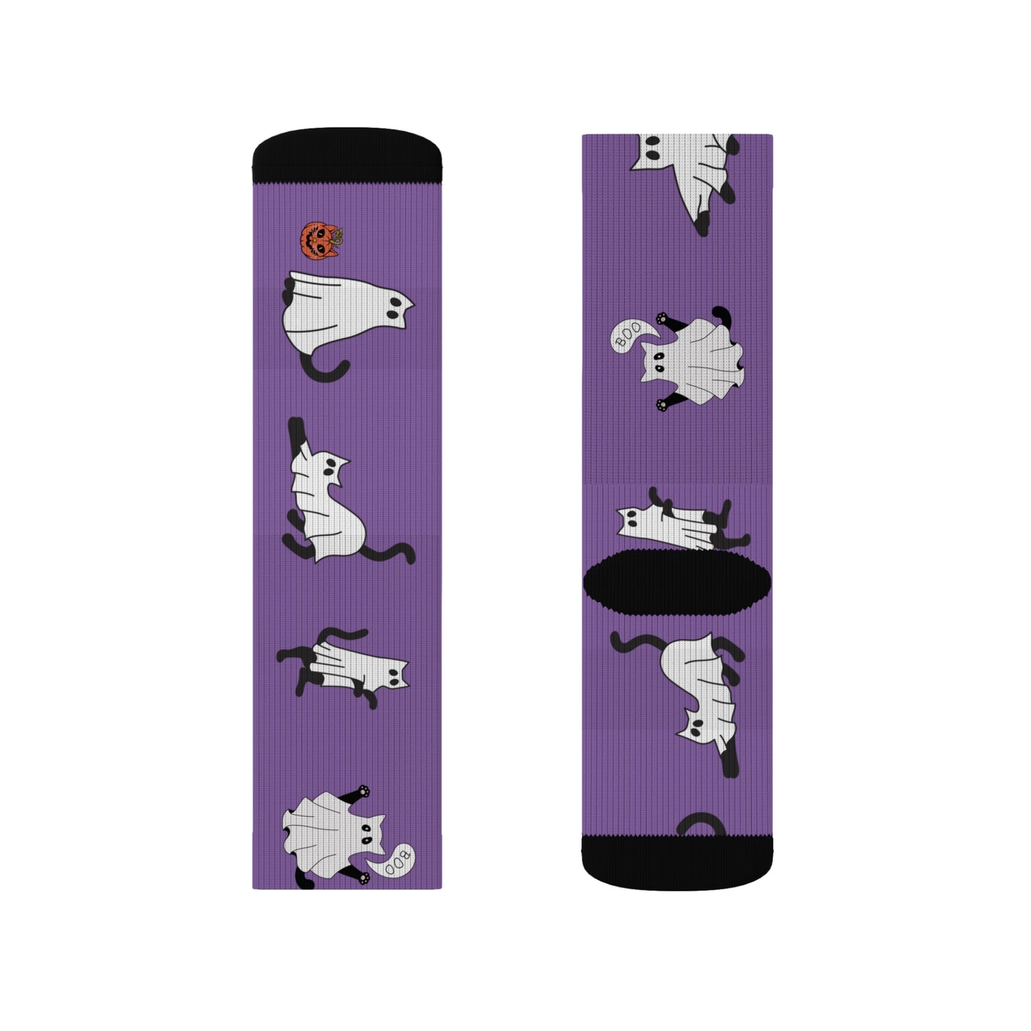 Windsor Wonders Light Purple Halloween Ghost Cats Sublimation Socks