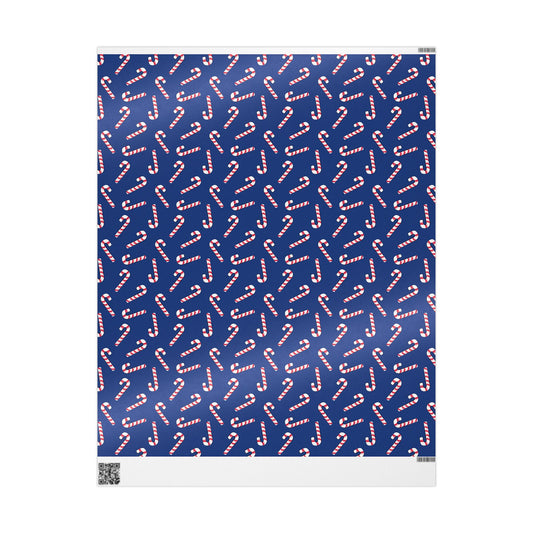 Dark Blue Candy Cane Wrapping Papers