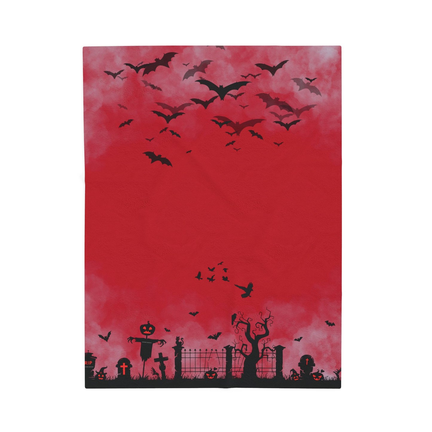 Windsor Wonders Red Graveyard Halloween Velveteen Plush Blanket