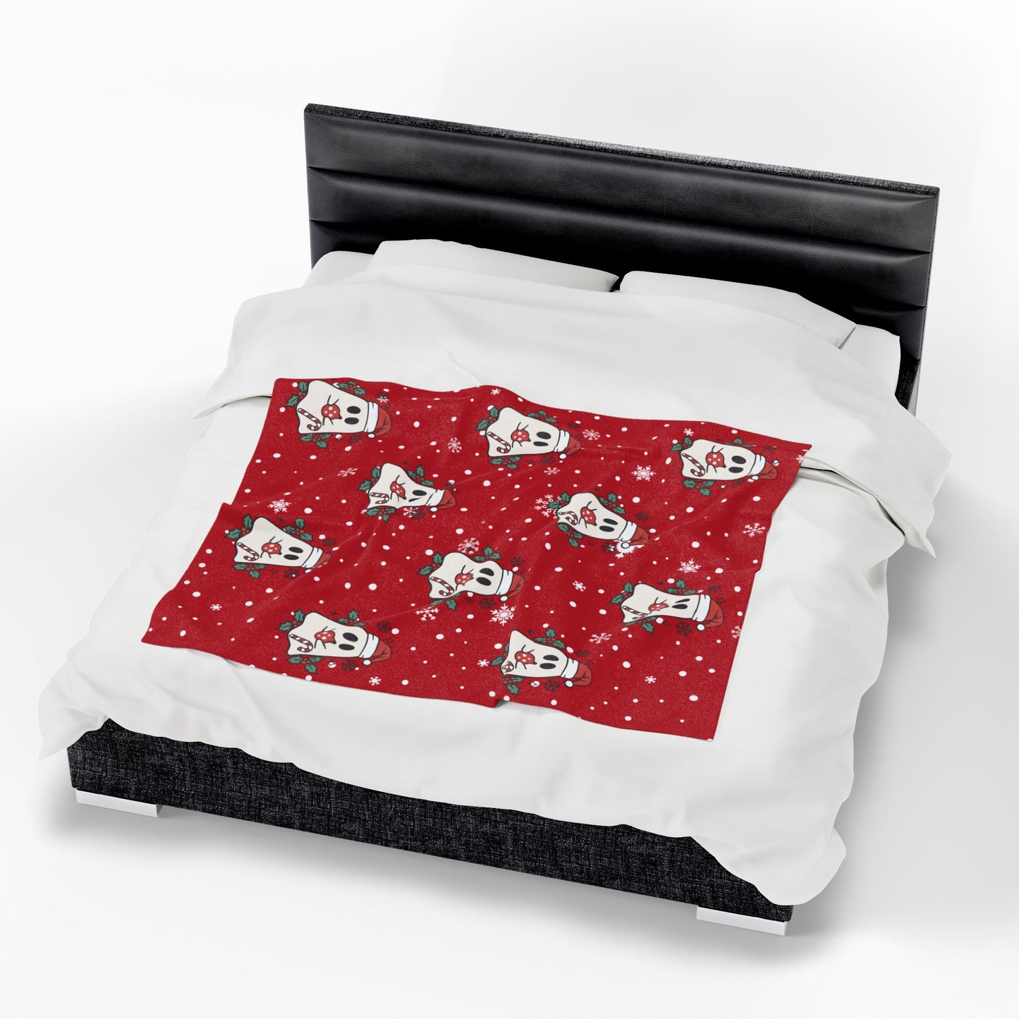 Festive Spirits Dark Red Velveteen Plush Blanket
