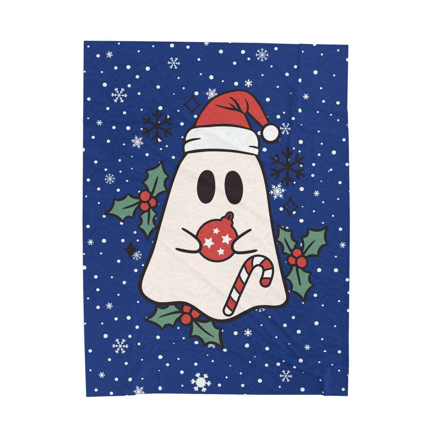 Big Festive Spirits Dark Blue Velveteen Plush Blanket