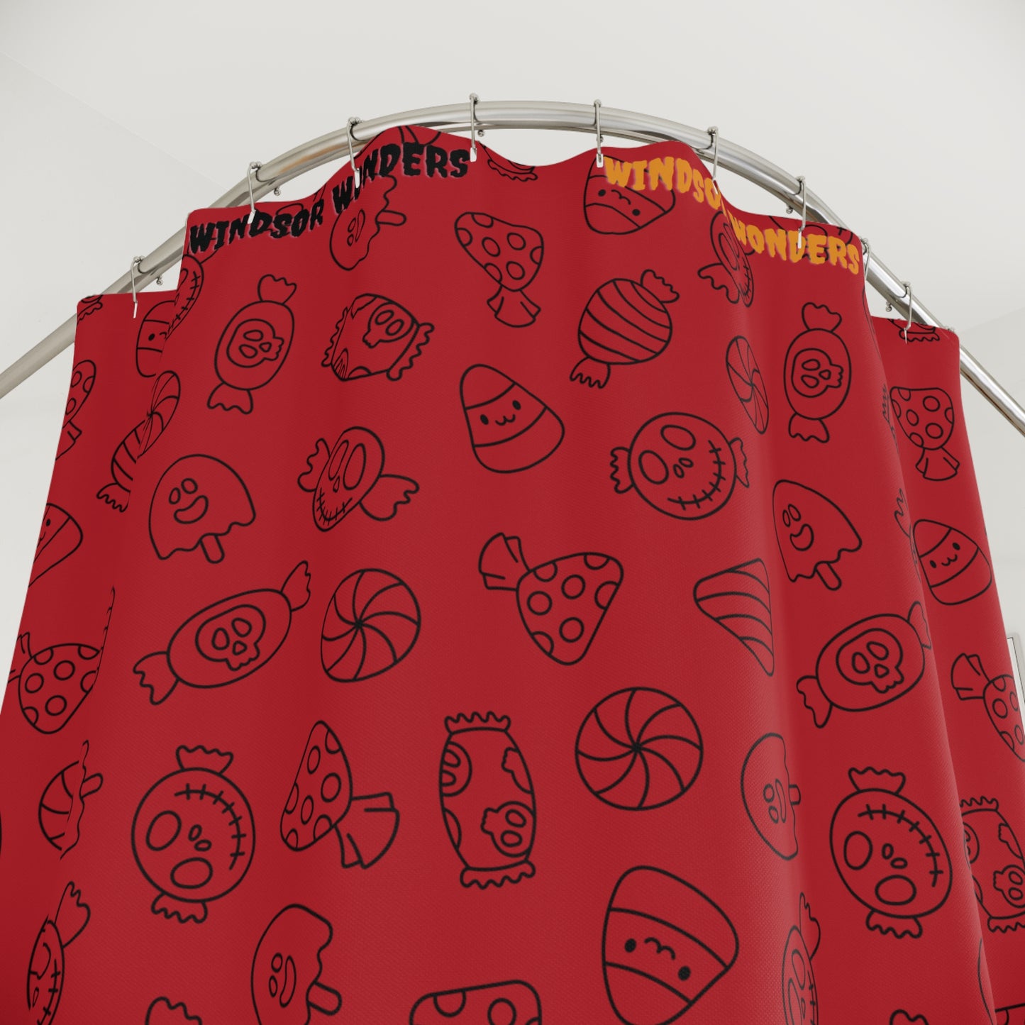 Windsor Wonders Dark Red Halloween Candy Shower Curtains