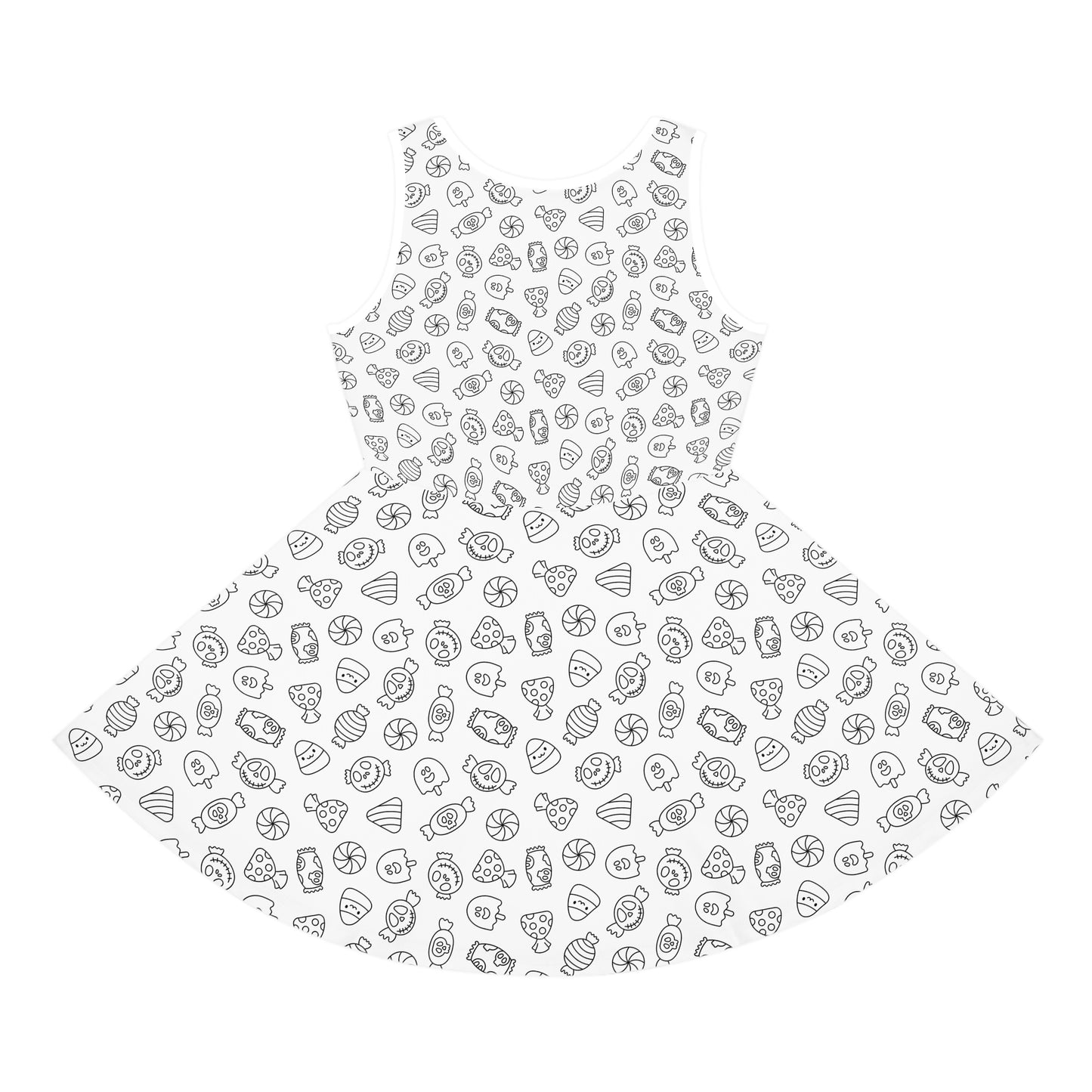 White Halloween Candy Girls' Sleeveless Sundress (AOP)