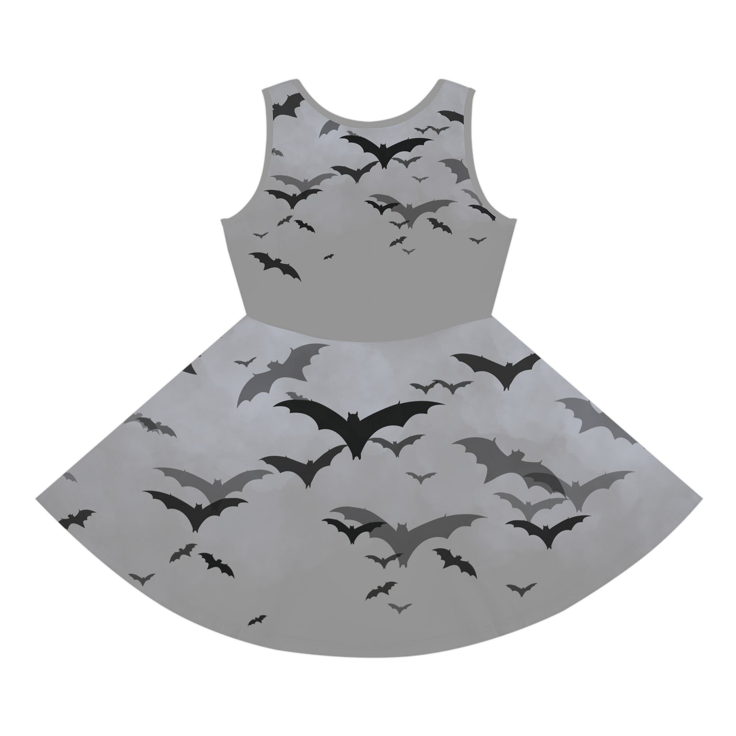 Girls' Grey Halloween Bats Sleeveless Sundress (AOP)