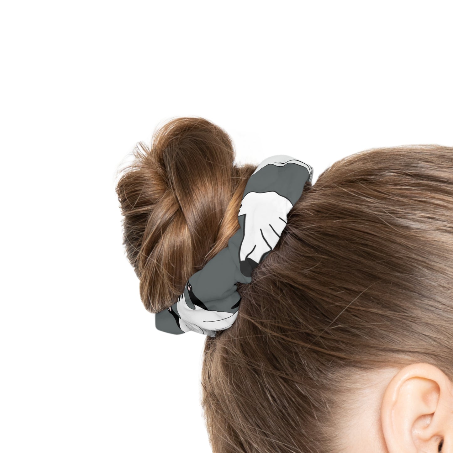 Windsor Wonders Ghost Cats Dark Grey Scrunchie