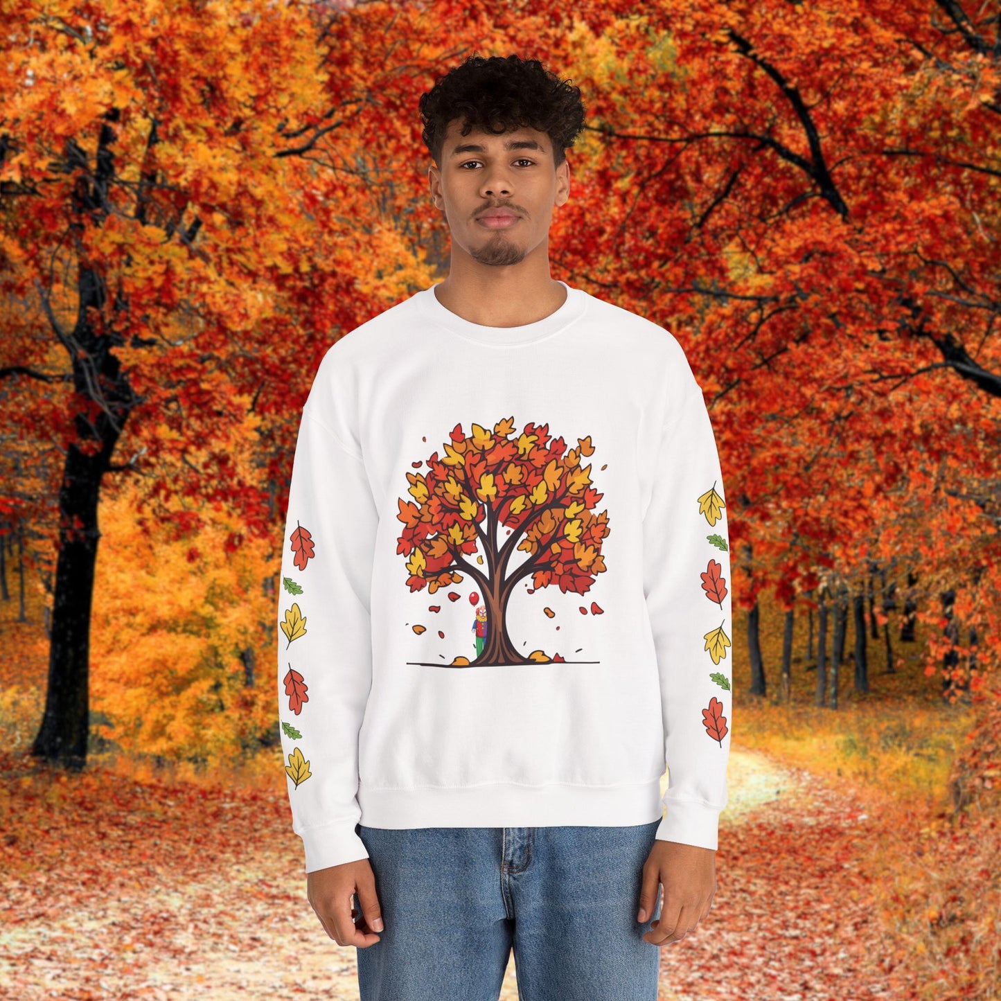 Autumnal Leaves Sweatshirt - Cozy Fall Crewneck for Nature Lovers, Perfect Gift for Thanksgiving, Casual Wear, and Seasonal Celebrations