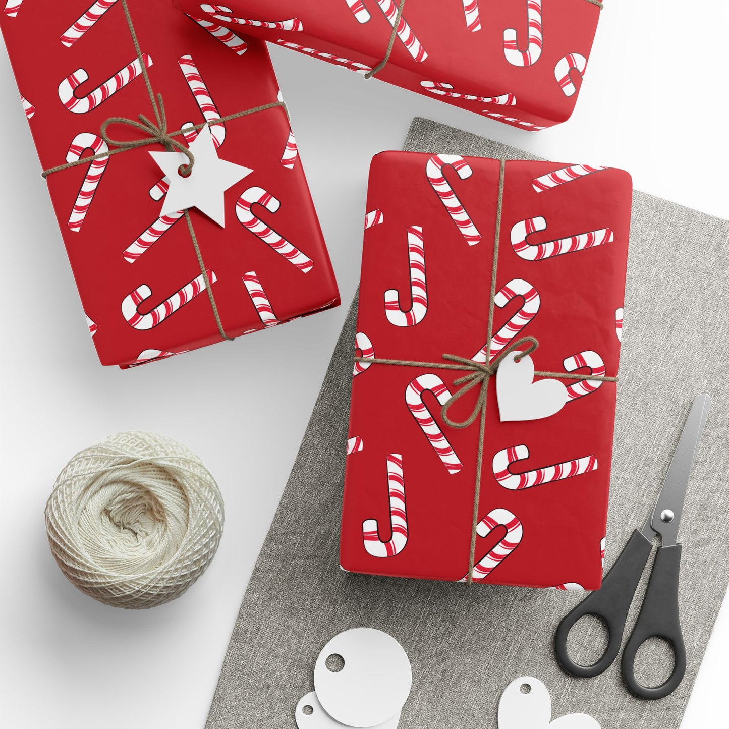 Dark Red Candy Cane Wrapping Papers