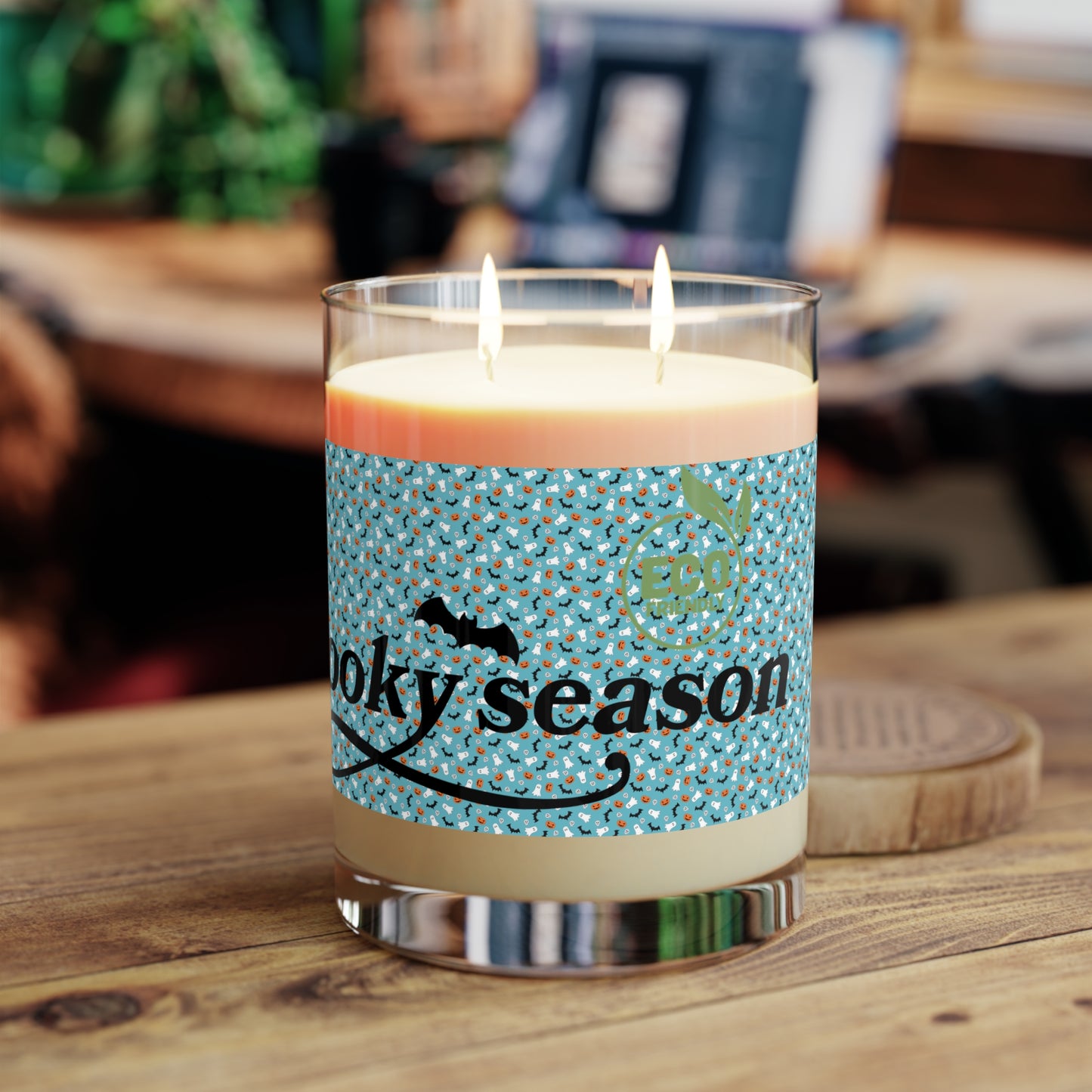 Scented Candle - Full Glass, 11oz, Blue Halloween wrapped