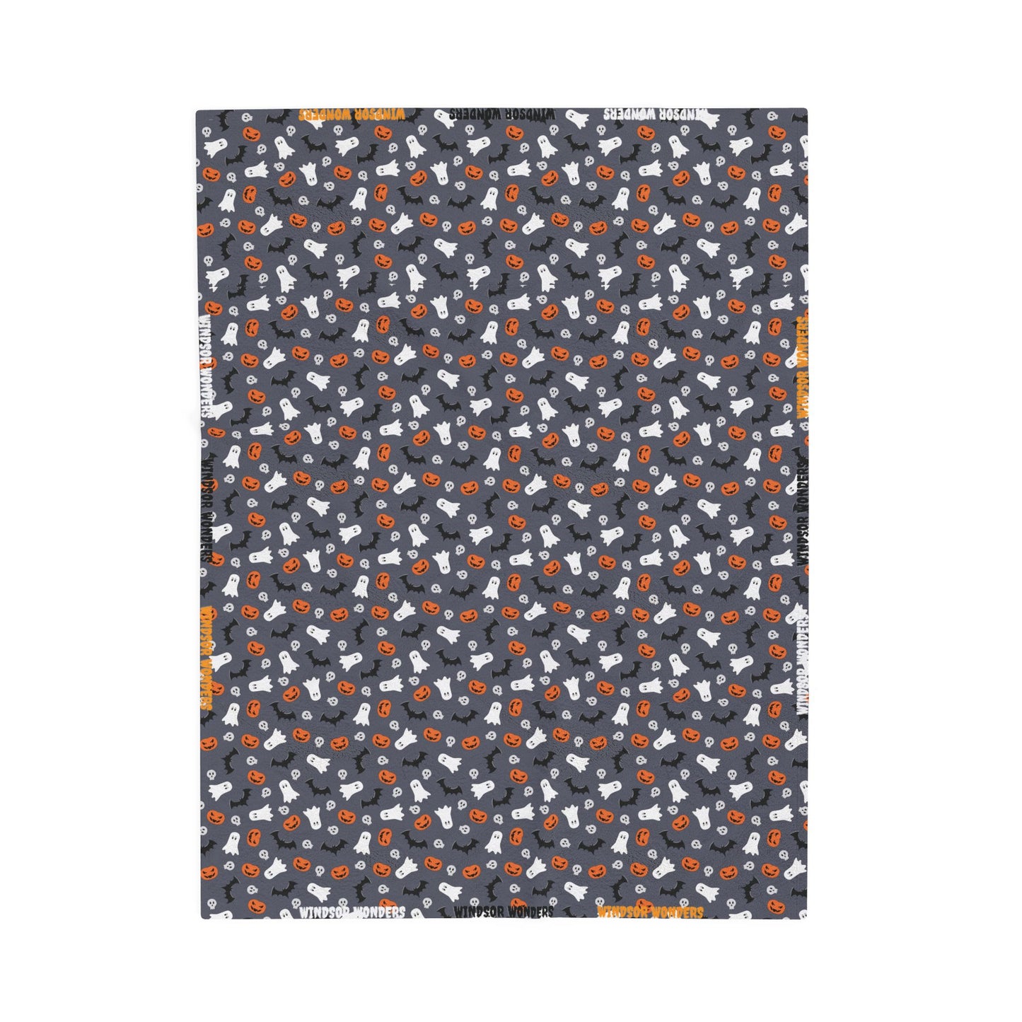 Windsor Wonders Dark Grey Halloween Velveteen Plush Blanket