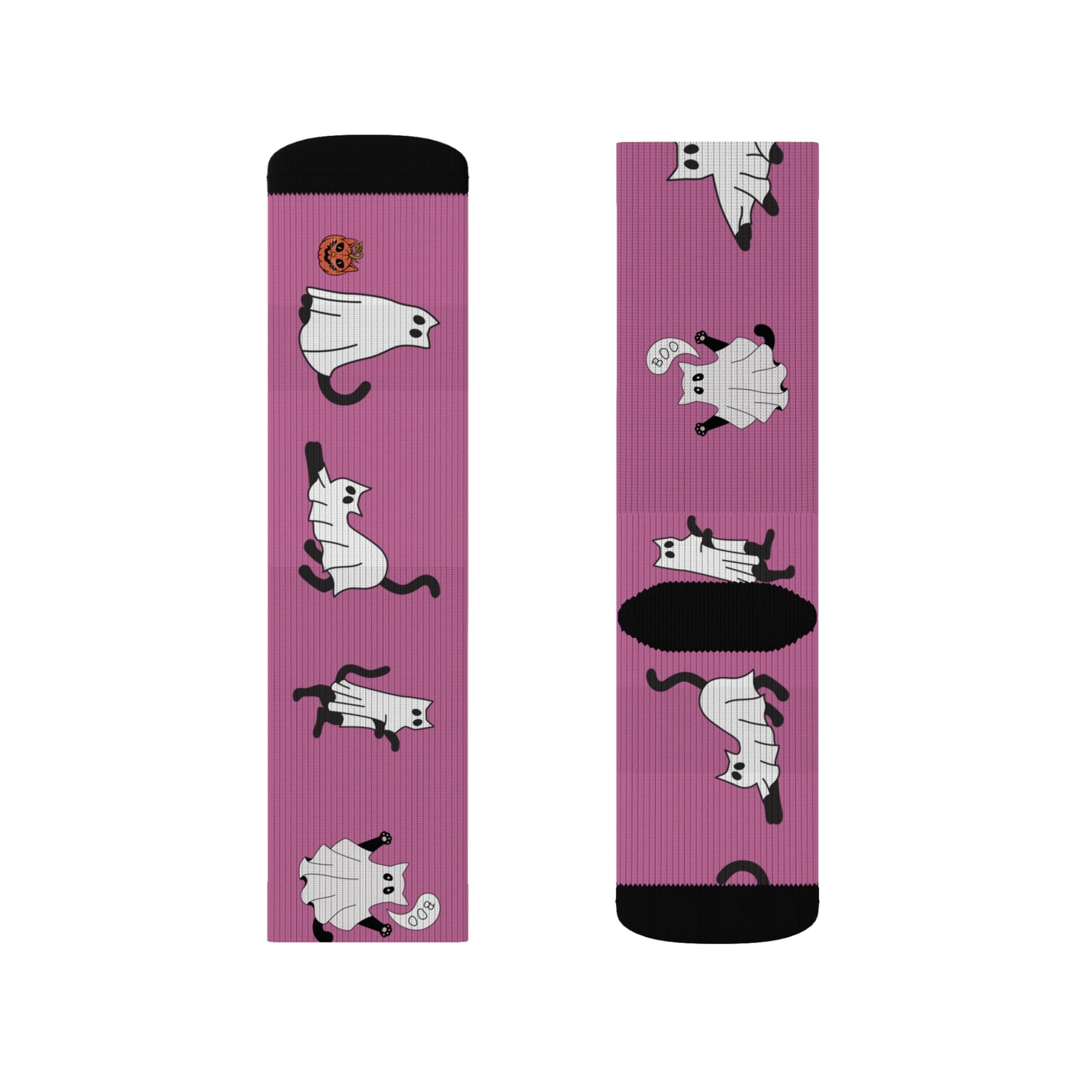 Windsor Wonders Light Pink Halloween Ghost Cats Sublimation Socks