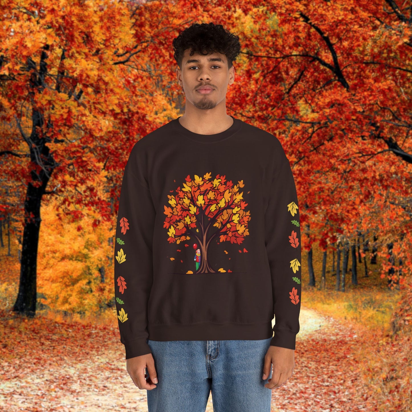 Autumnal Leaves Sweatshirt - Cozy Fall Crewneck for Nature Lovers, Perfect Gift for Thanksgiving, Casual Wear, and Seasonal Celebrations