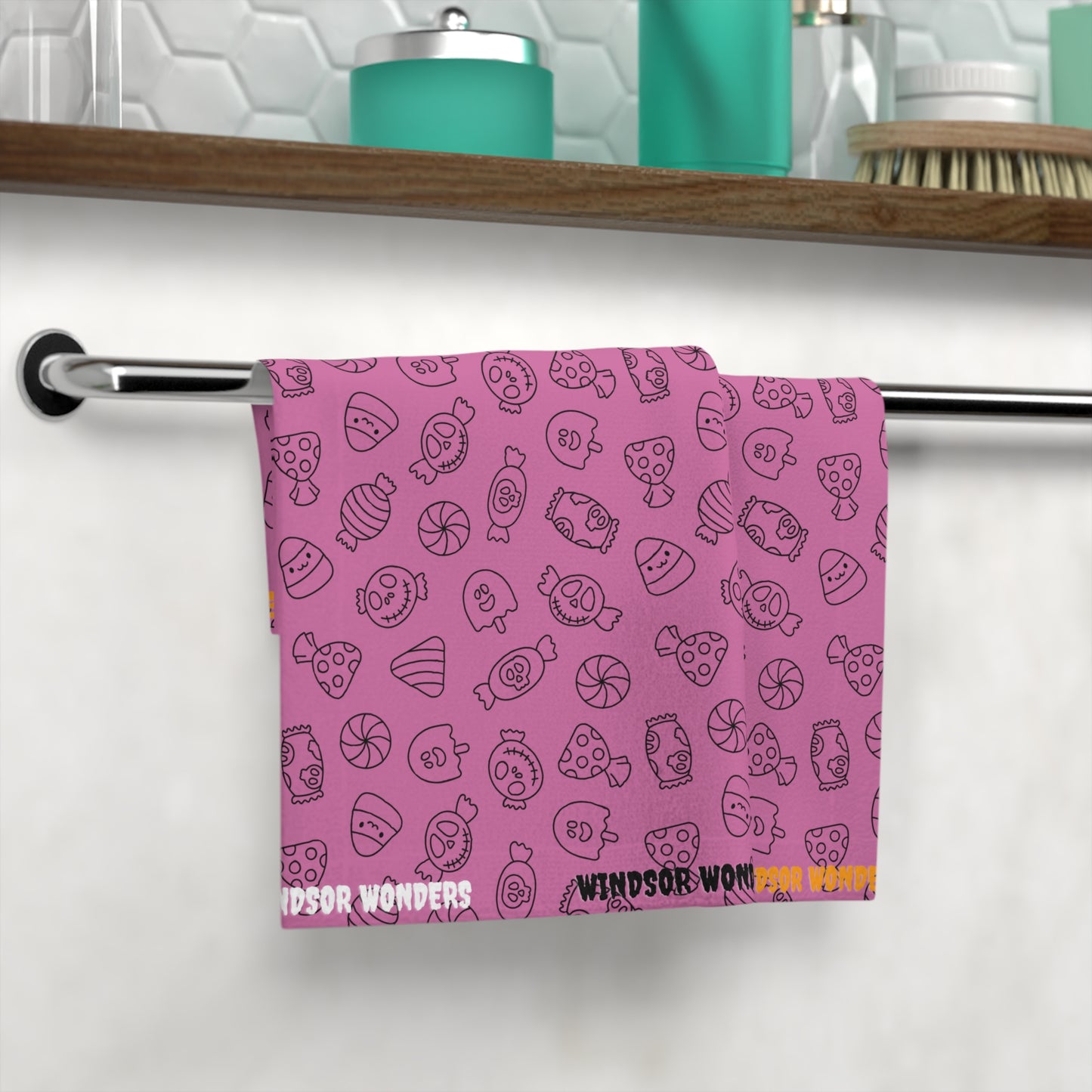 Windsor Wonders Light Pink Halloween Candy Face Towel