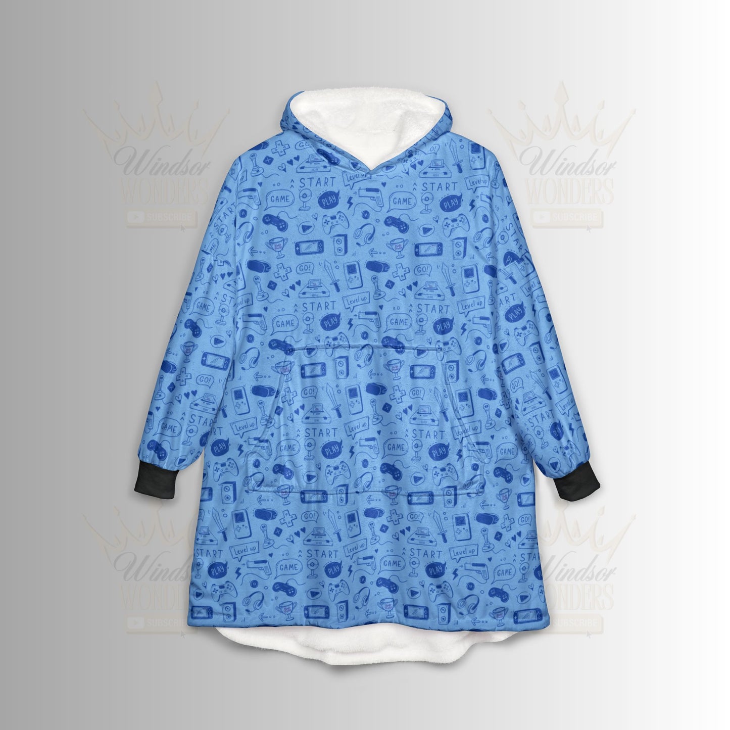 Gaming Hooded Blanket - Cozy Wearable Throw with Pocket