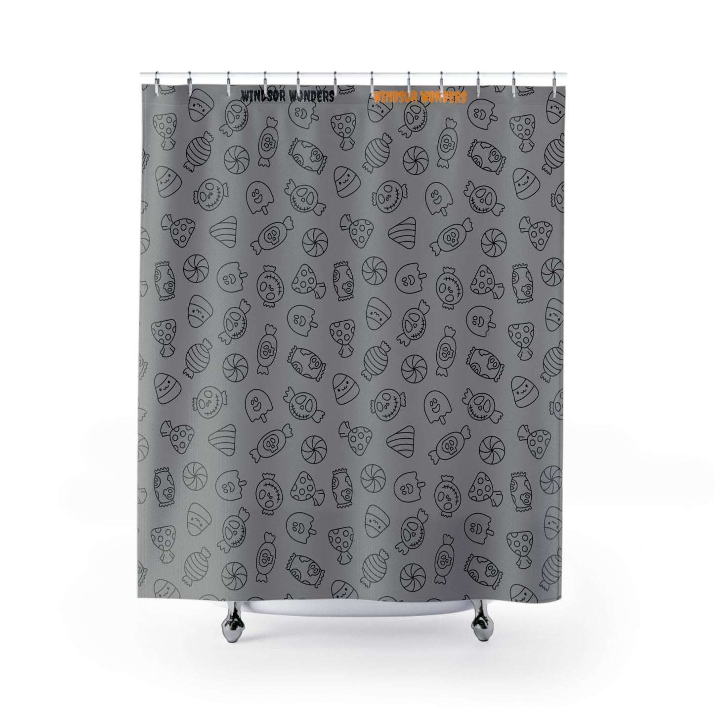 Windsor Wonders Grey Halloween Candy Shower Curtains