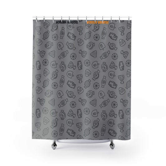 Windsor Wonders Grey Halloween Candy Shower Curtains