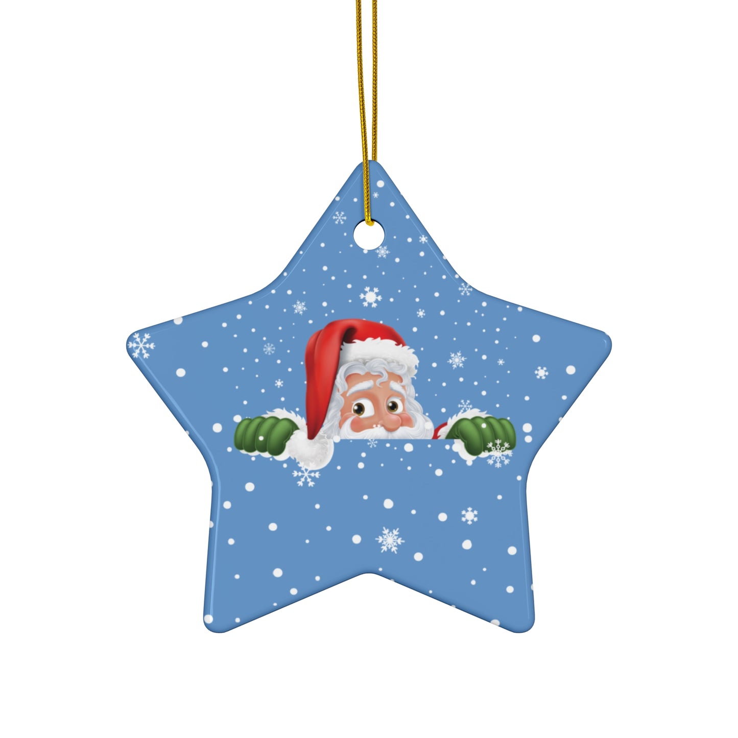 Santa Ceramic Ornament, 4 Shapes Light Blue