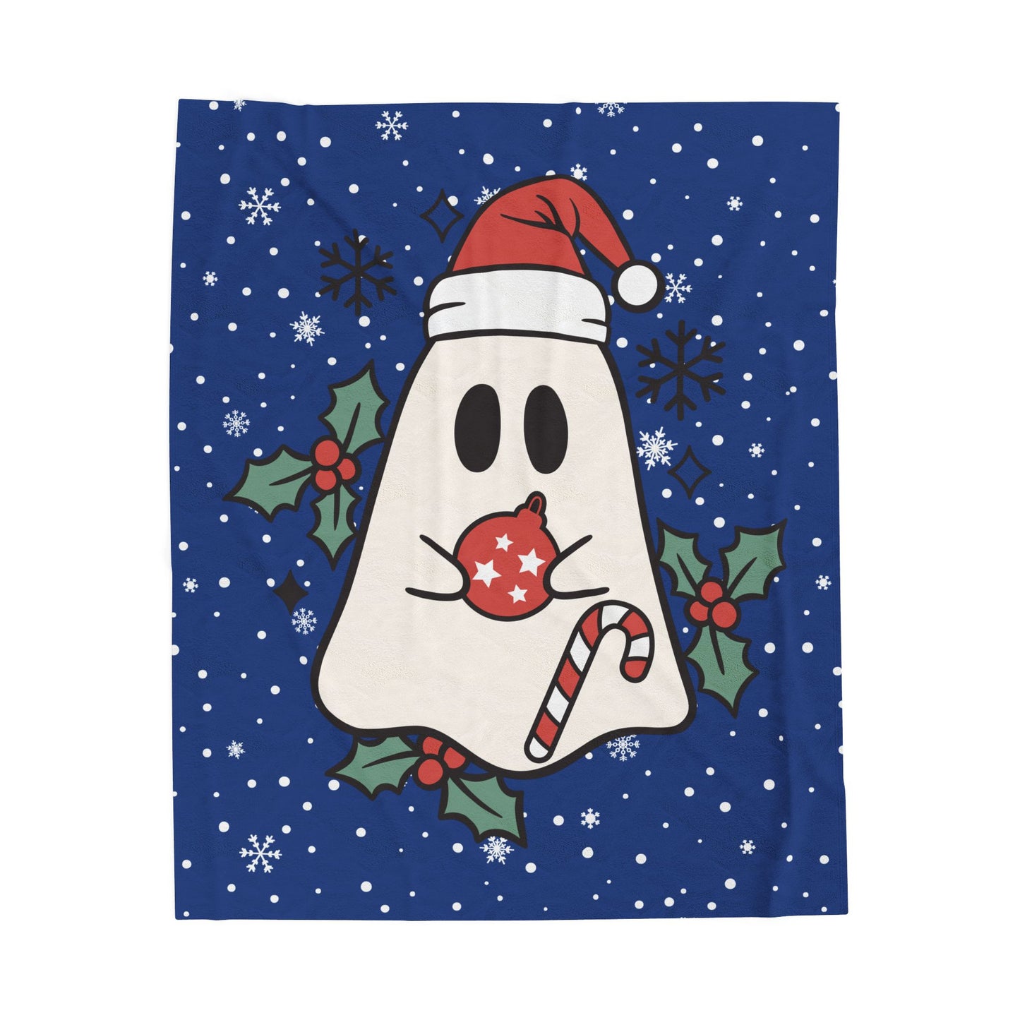 Big Festive Spirits Dark Blue Velveteen Plush Blanket