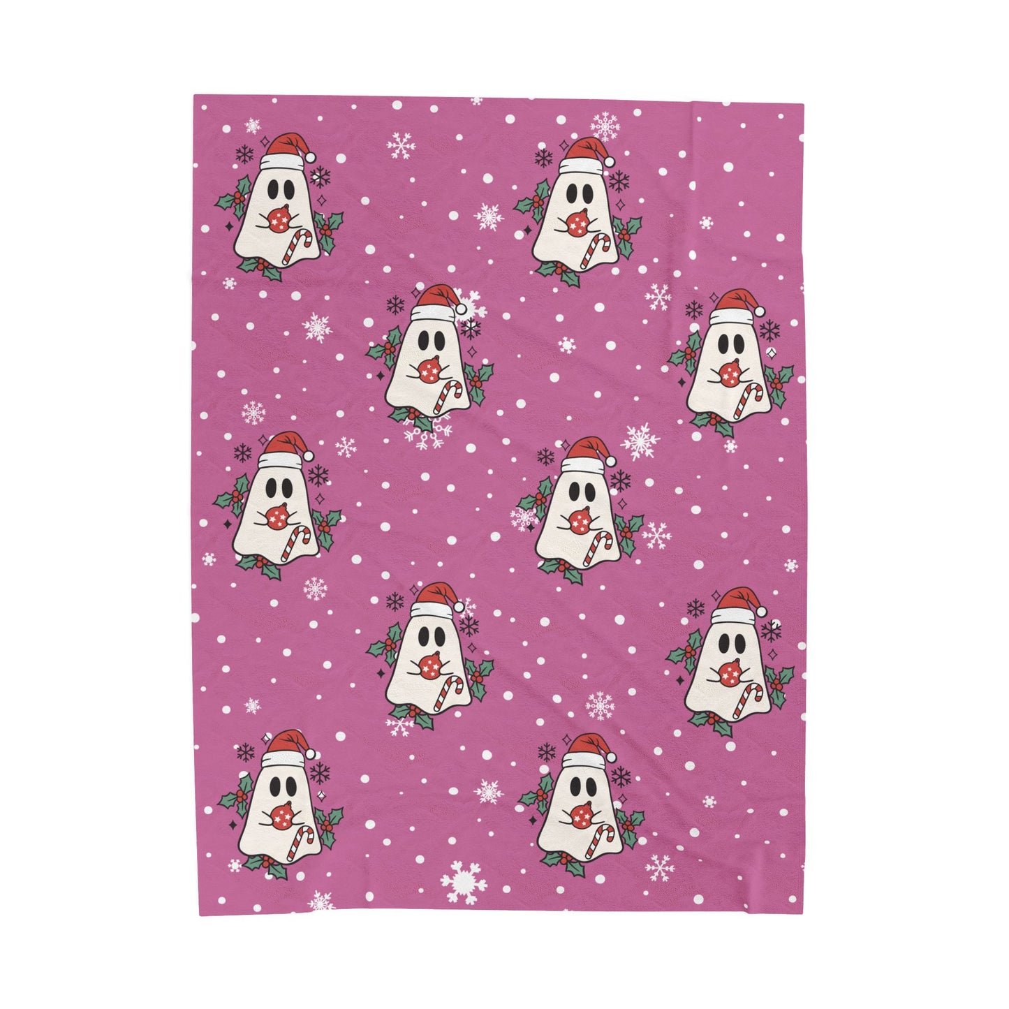 Festive Spirits Light Pink Velveteen Plush Blanket