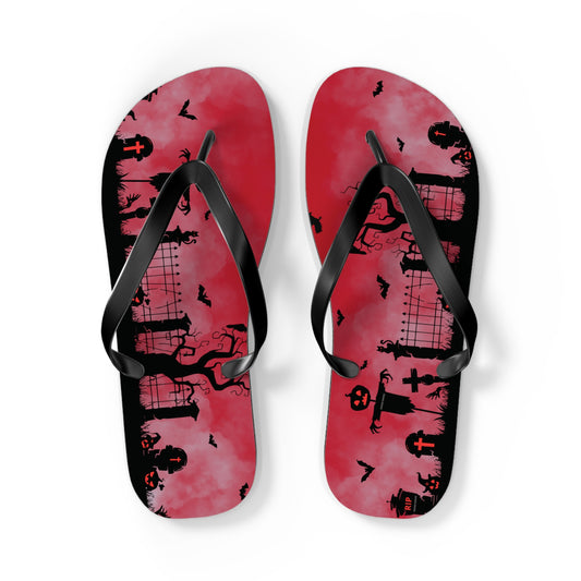 Windsor Wonders Dark Red Graveyard Halloween Flip Flops