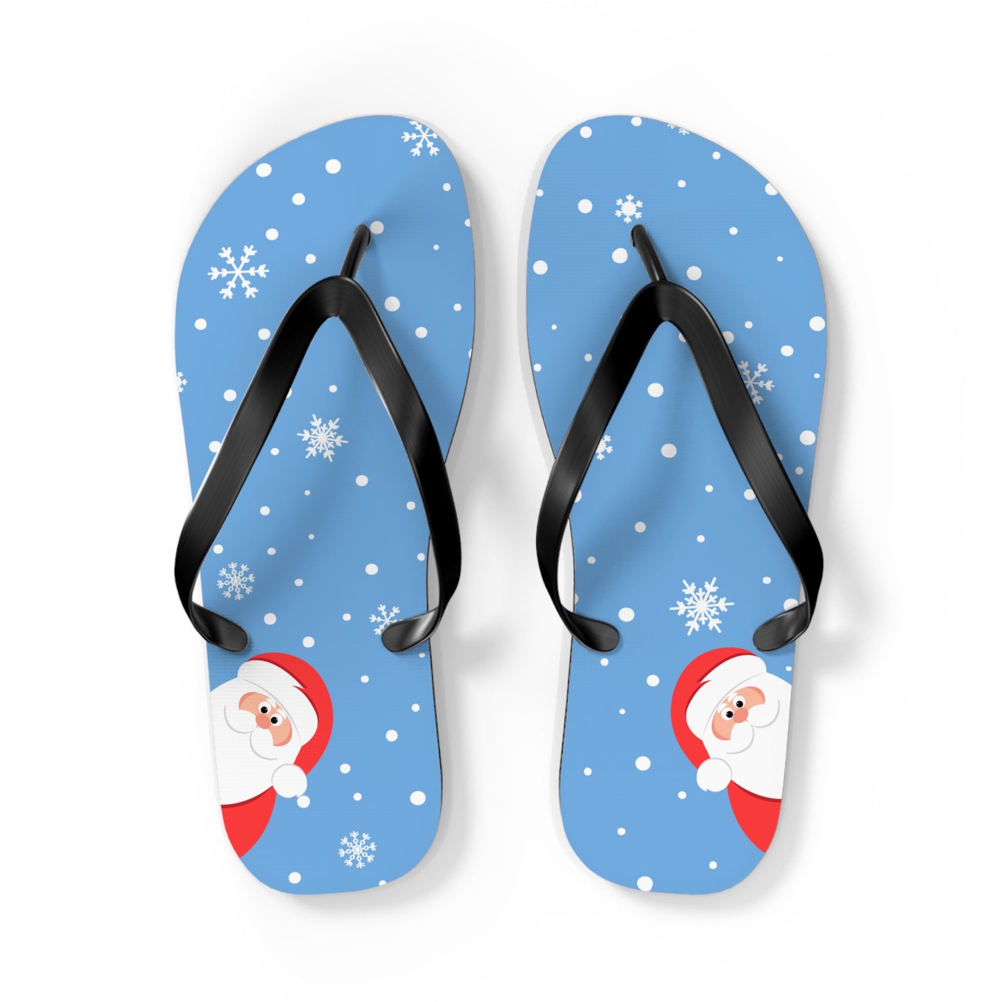 Santa's Watching Flip Flops Light Blue