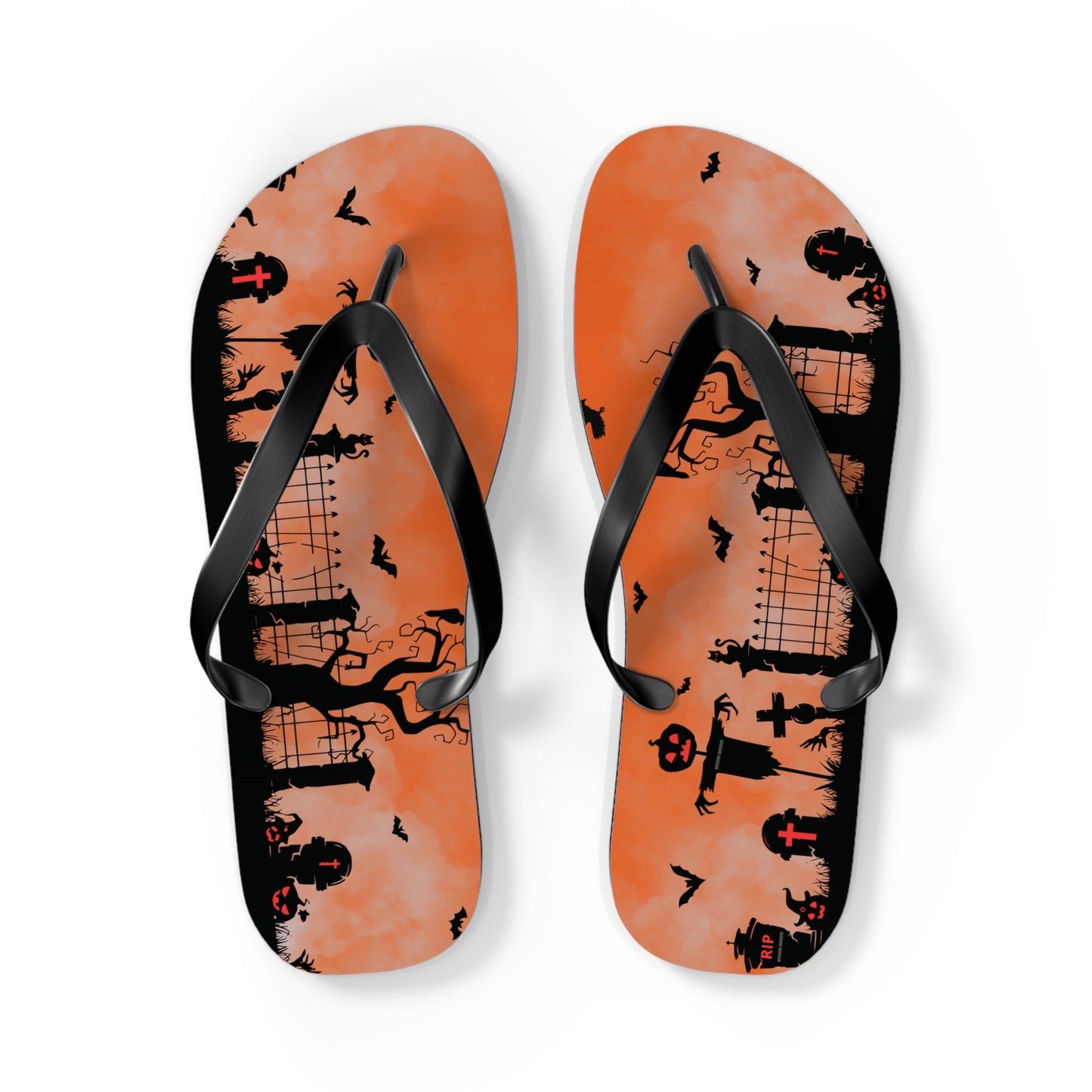 Windsor Wonders Orange Graveyard Halloween Flip Flops