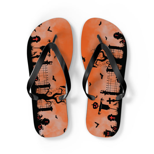 Windsor Wonders Orange Graveyard Halloween Flip Flops