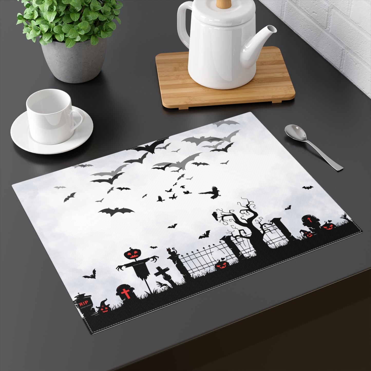 Windsor Wonders White Halloween Graveyard Placemat, 1pc