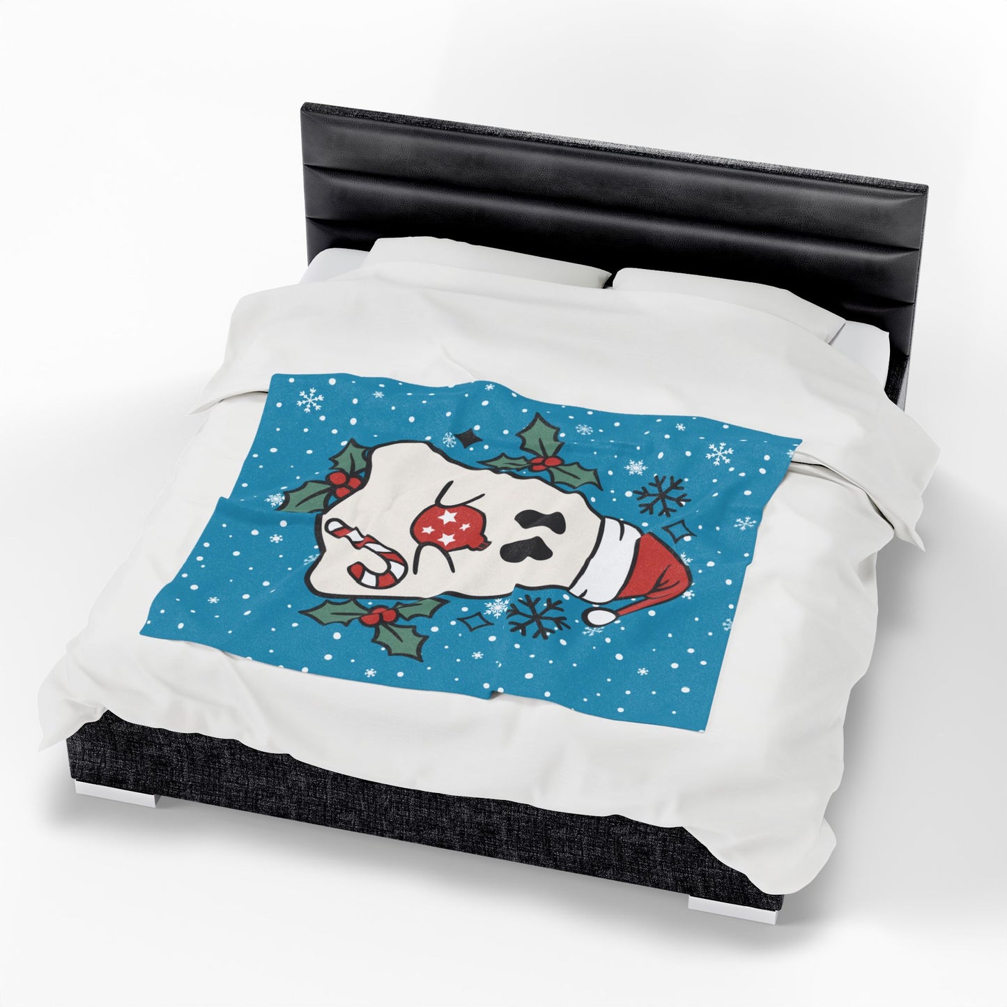 Big Festive Spirits Turquoise Velveteen Plush Blanket