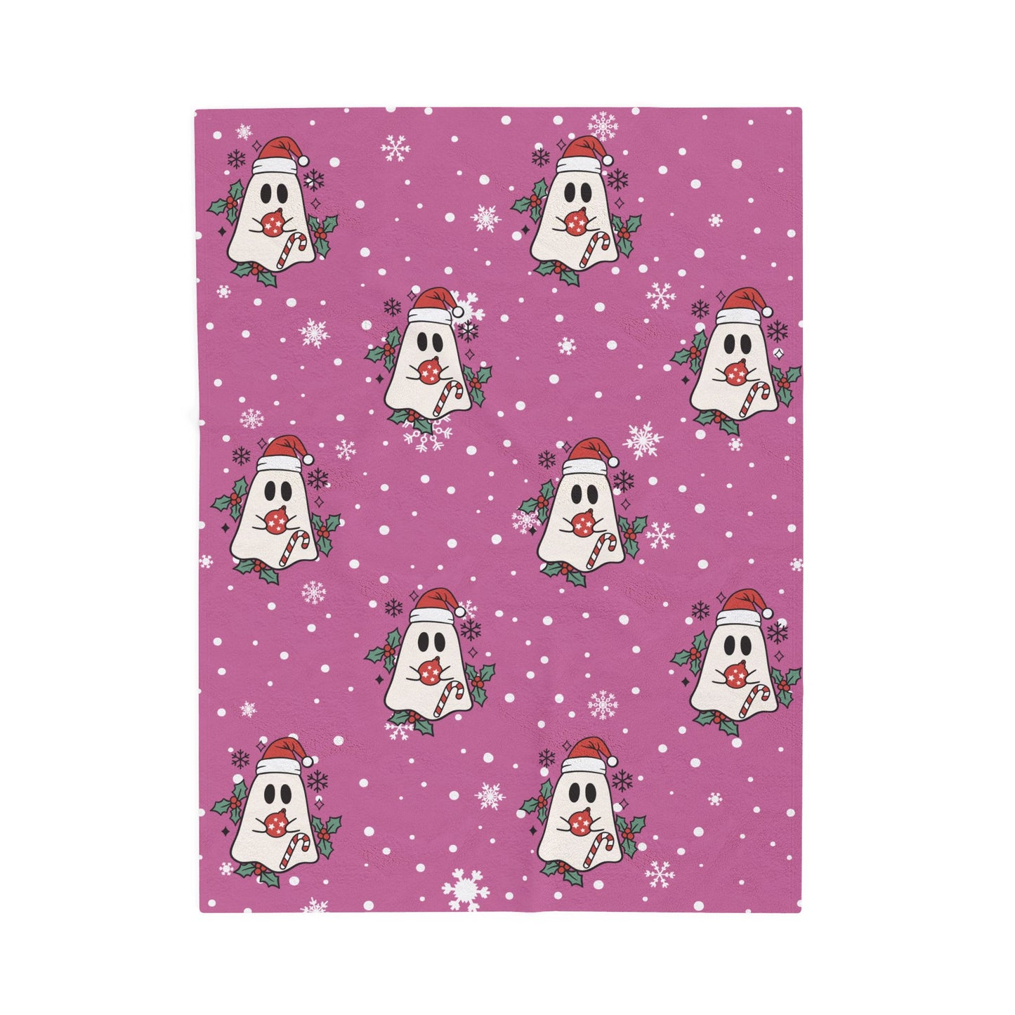 Festive Spirits Light Pink Velveteen Plush Blanket