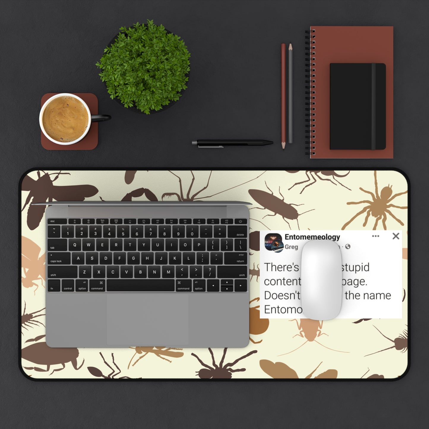 Entomemeology Desk Mat | Insect-Patterned Office Decor | Perfect for Bug Lovers, Scientist Gifts, Home Office, Educational Gifts