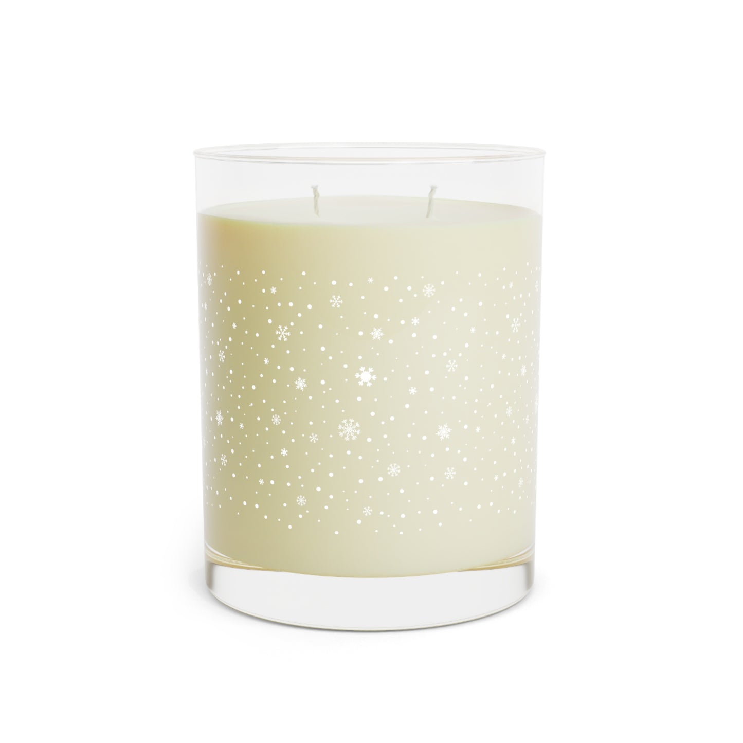snow sticker on scented candle