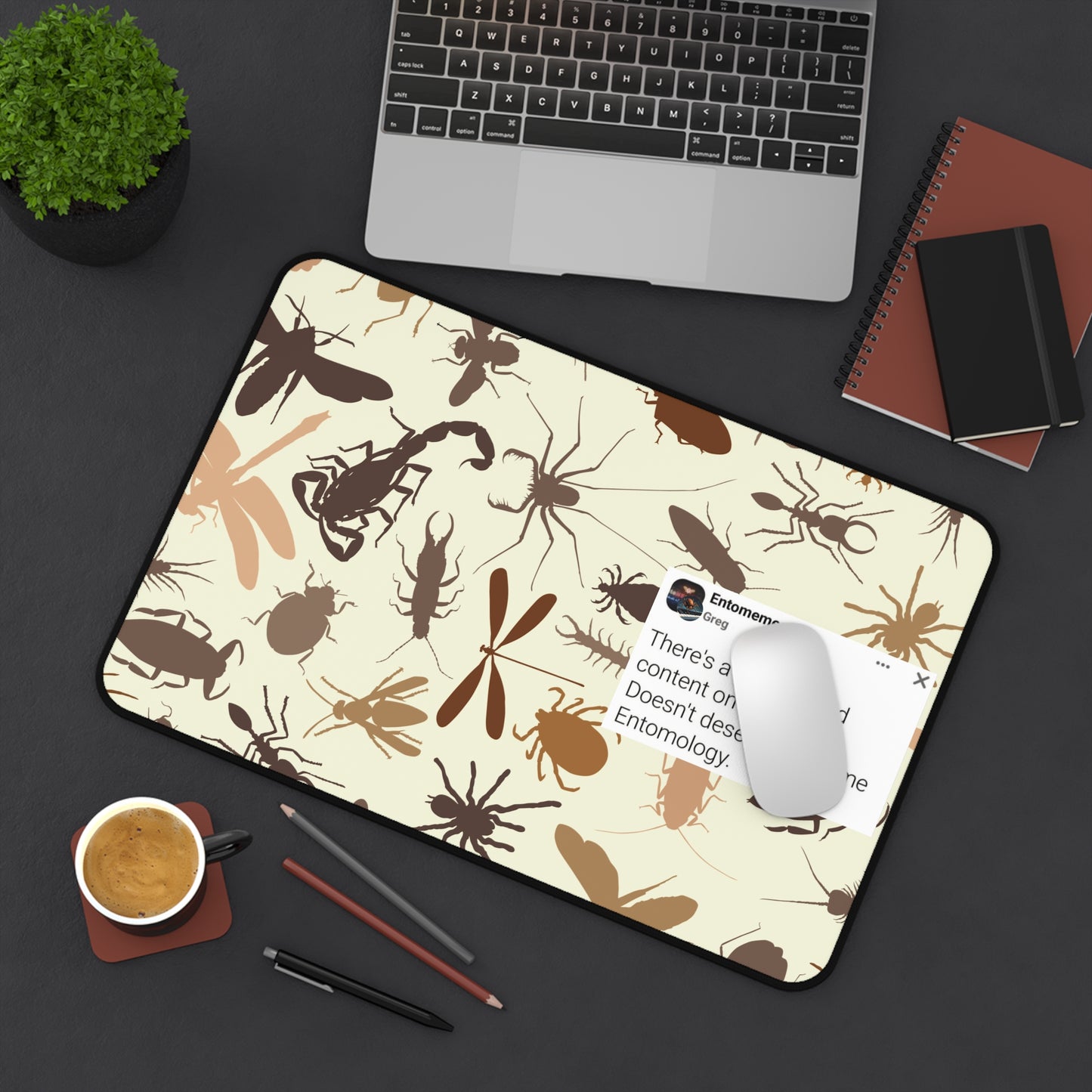 Entomemeology Desk Mat | Insect-Patterned Office Decor | Perfect for Bug Lovers, Scientist Gifts, Home Office, Educational Gifts