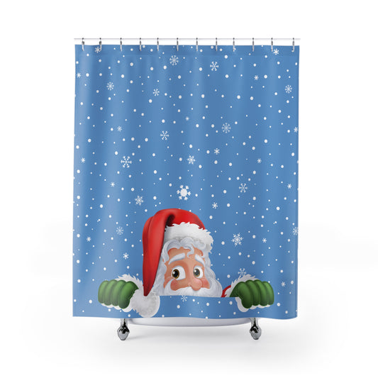 Santa Light Blue Shower Curtains
