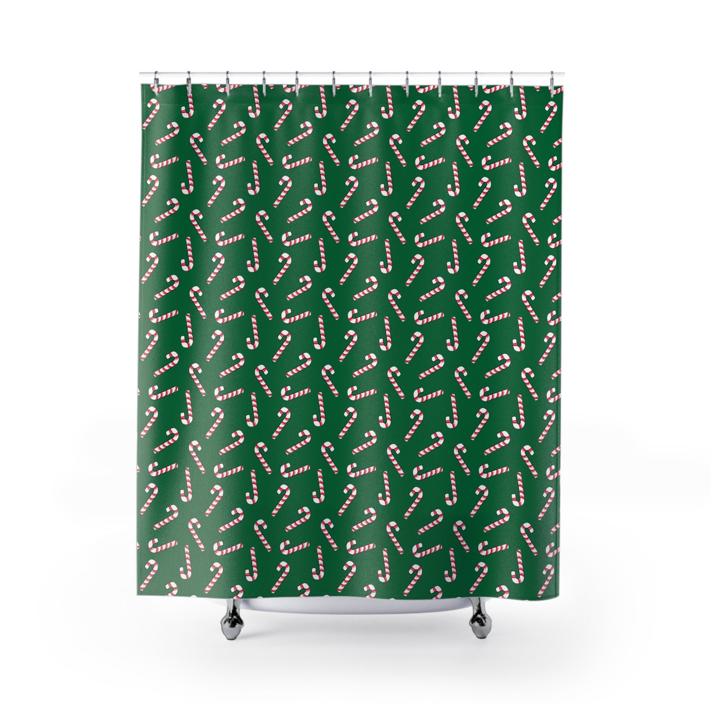 Dark Green Candy Cane Shower Curtains
