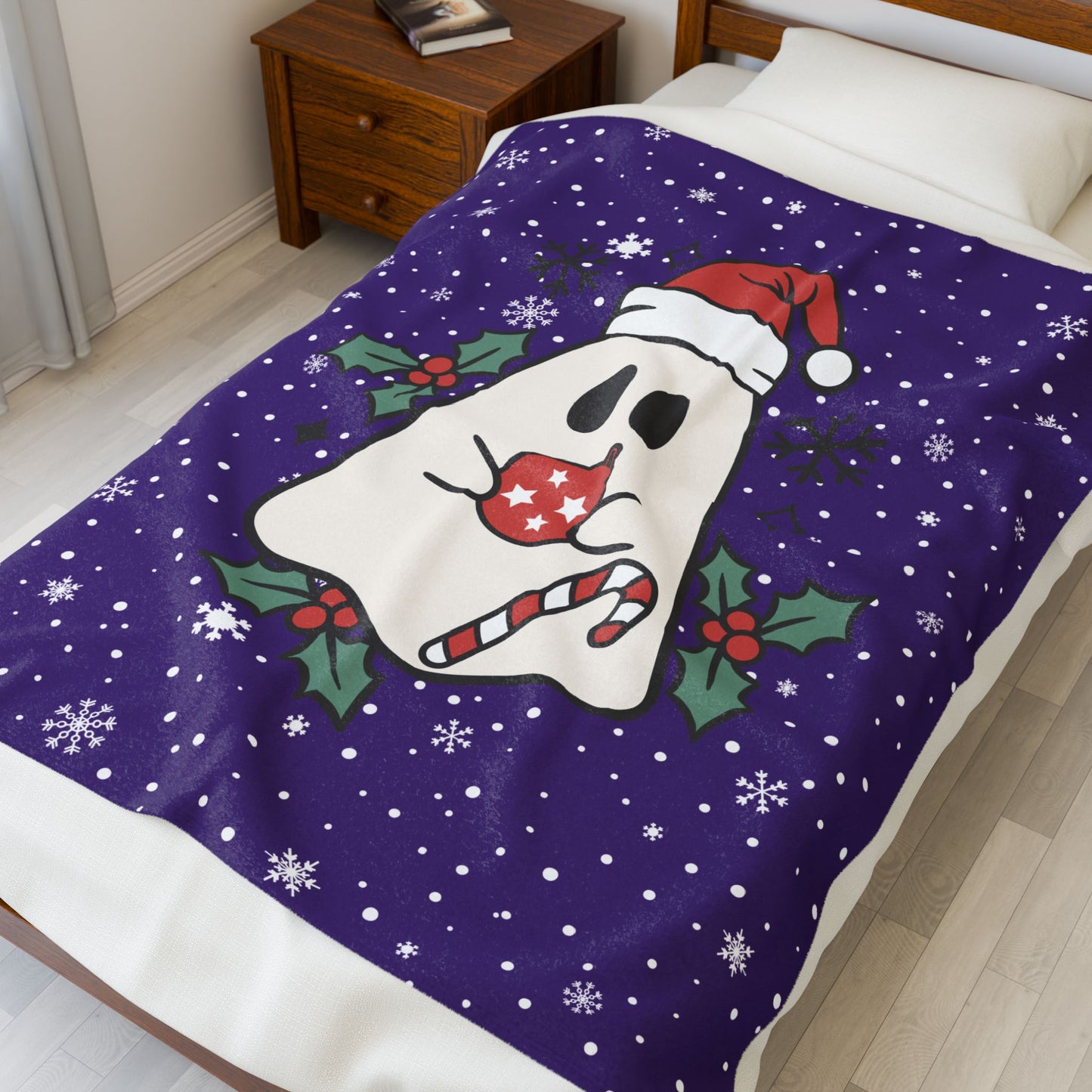 Big Festive Spirits Purple Velveteen Plush Blanket
