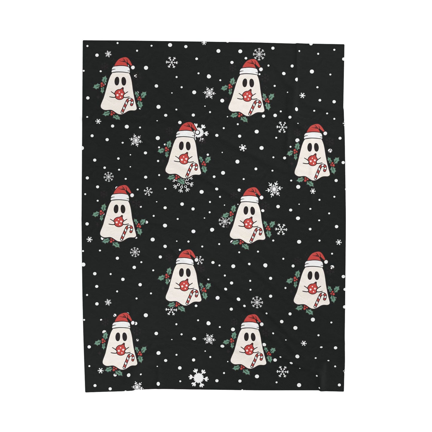 Festive Spirits Black Velveteen Plush Blanket