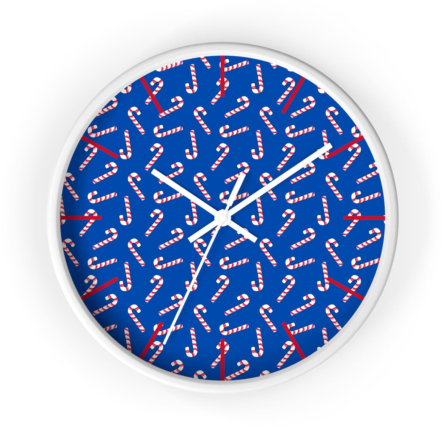 Candy Cane Dark Blue Wall Clock