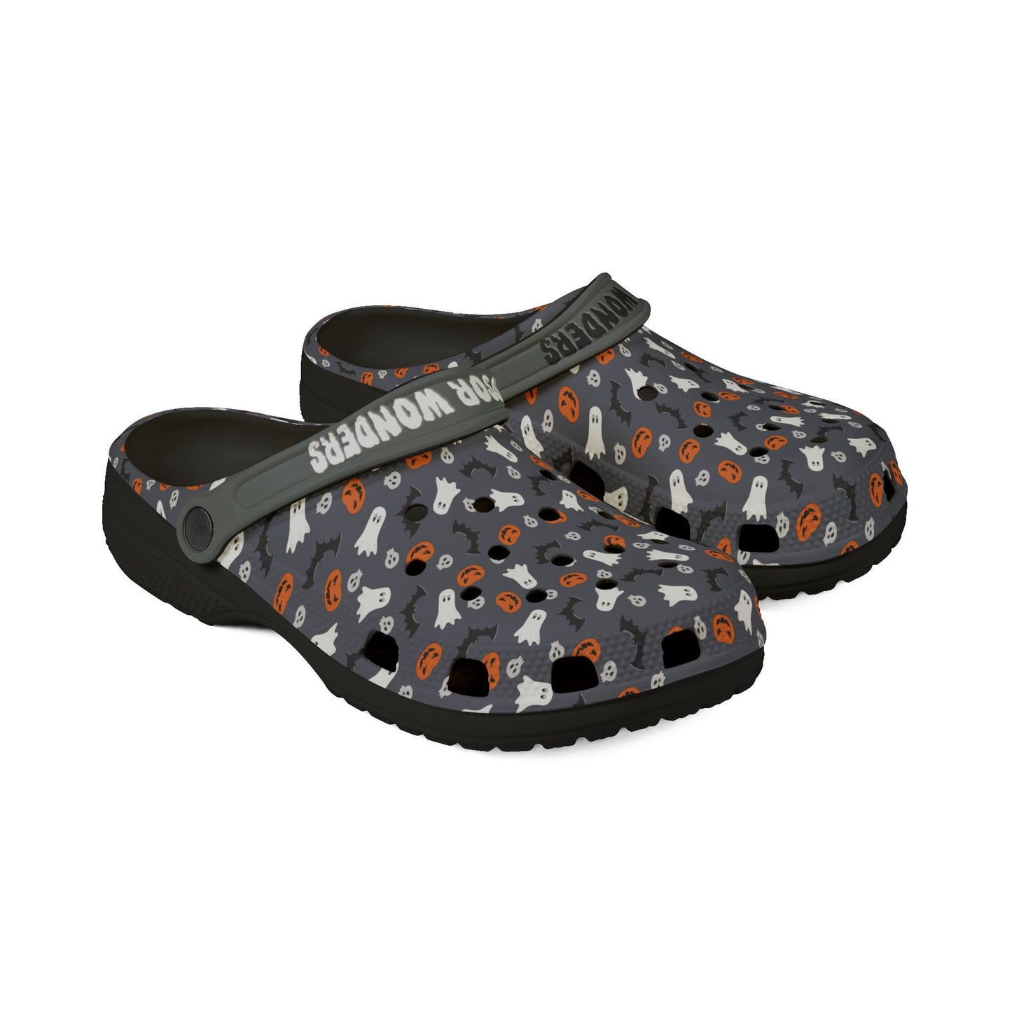 Dark Grey and Black Halloween EVA Foam Rubber Shoes (AOP)