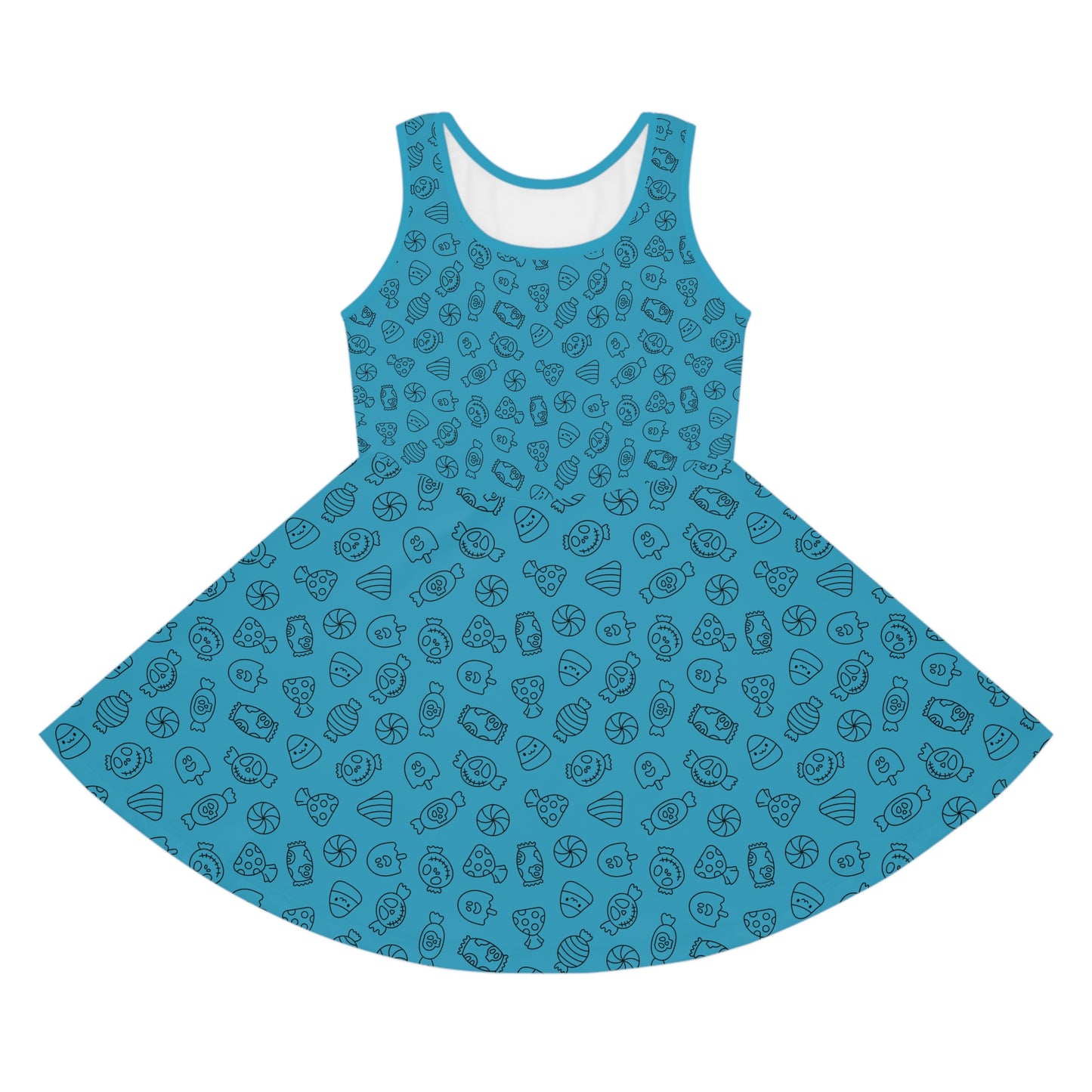 Turquoise Halloween Candy Girls' Sleeveless Sundress (AOP)